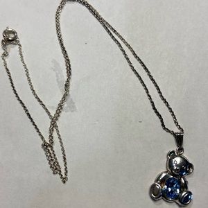 Vintage December Birthstone Bear Sterling Necklace